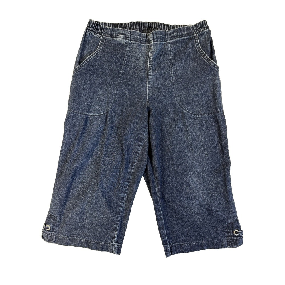 Croft & Barrow Women's 8P Pull On Denim Skimmer Shorts Travel Summer Resort